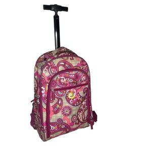 COPY - Pink Paisley Vera Bradley rolling backpack.